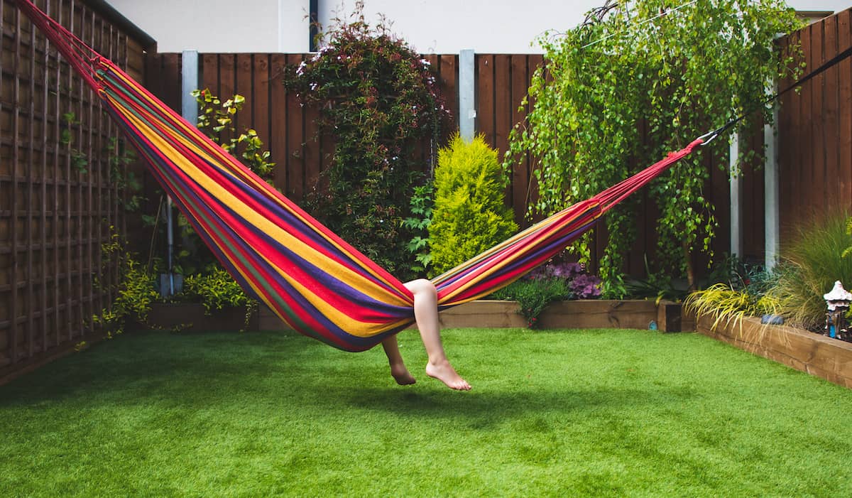 Synthetic Grass backyard hammock